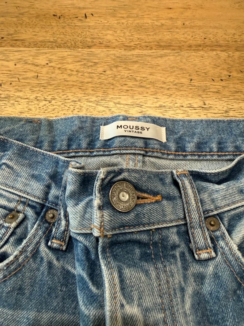 Moussy Distressed Light Blue Wash Denim Jeans